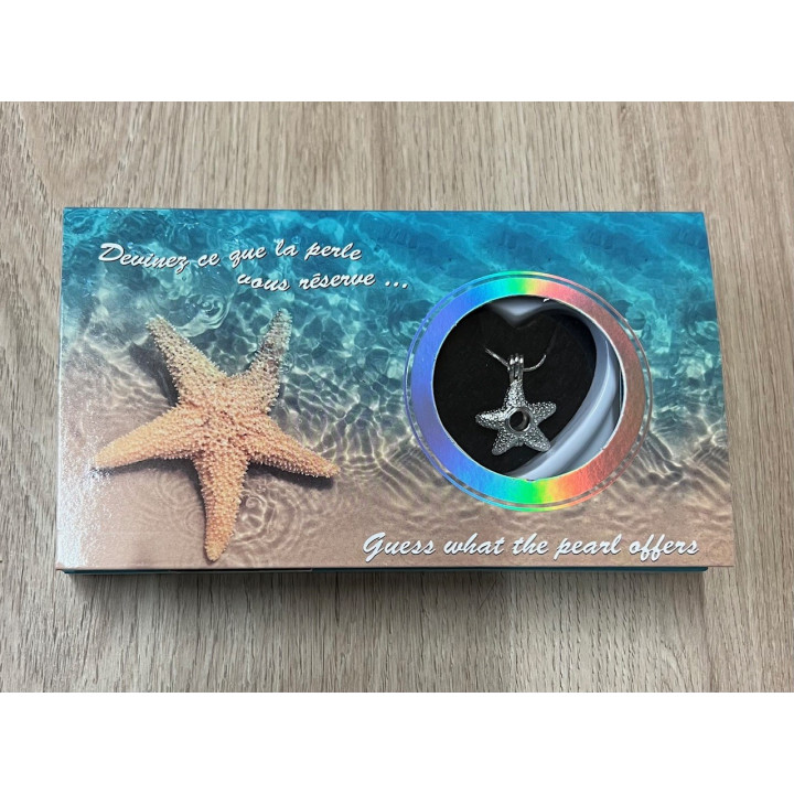 Perle dans l'huitre avec chaine & cage étoile de mer par 24