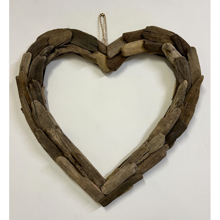 Couronne coeur bois flotté 50cm par 1