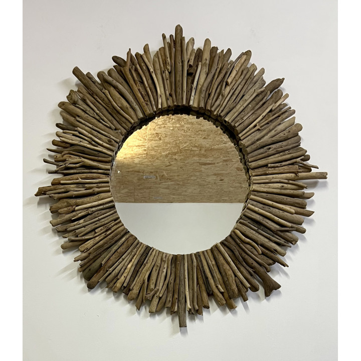 Miroir rond bois flotté 70cm de diamètre par 1