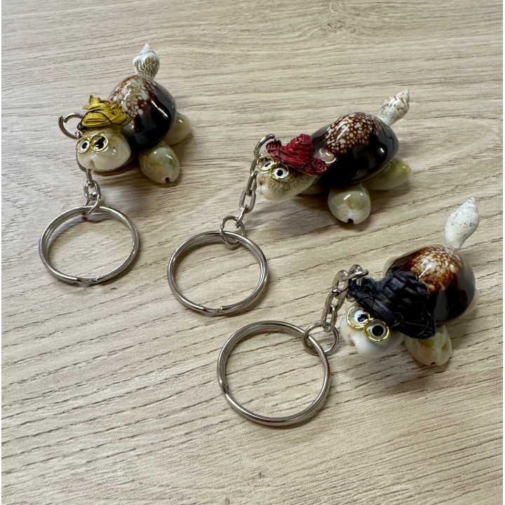 Porte clefs tortues assorties avec chapeau par 12