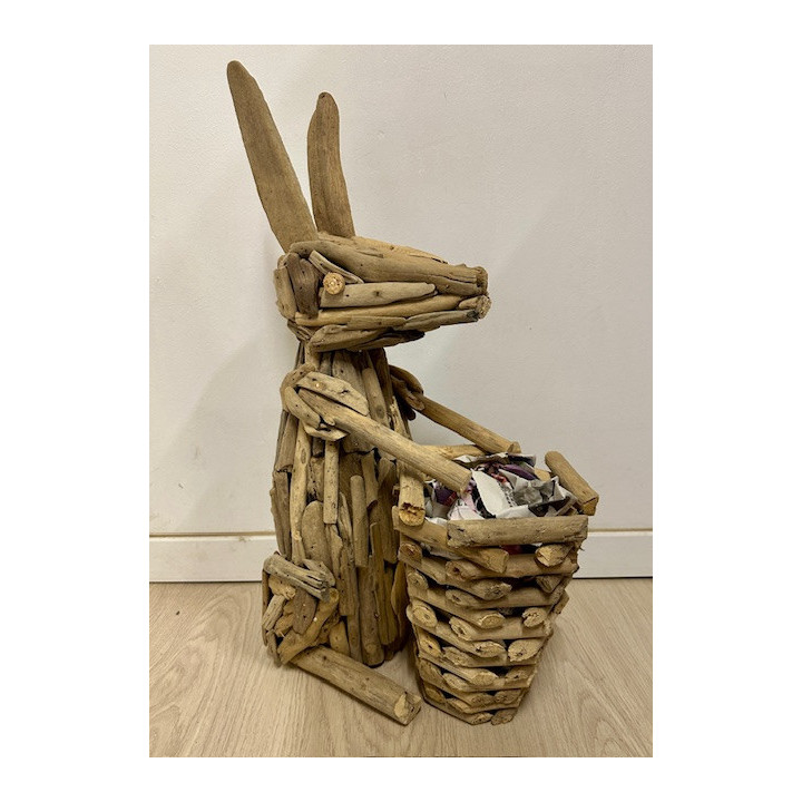 Porte plante lapin bois flotté 38 x54 cm par 1