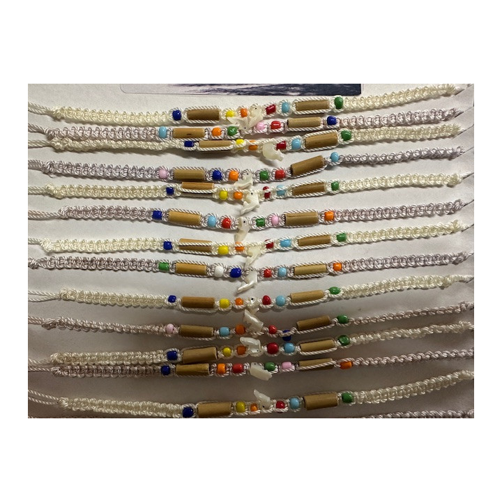 Bracelet macramé dauphin nacre plaque de 50pcs