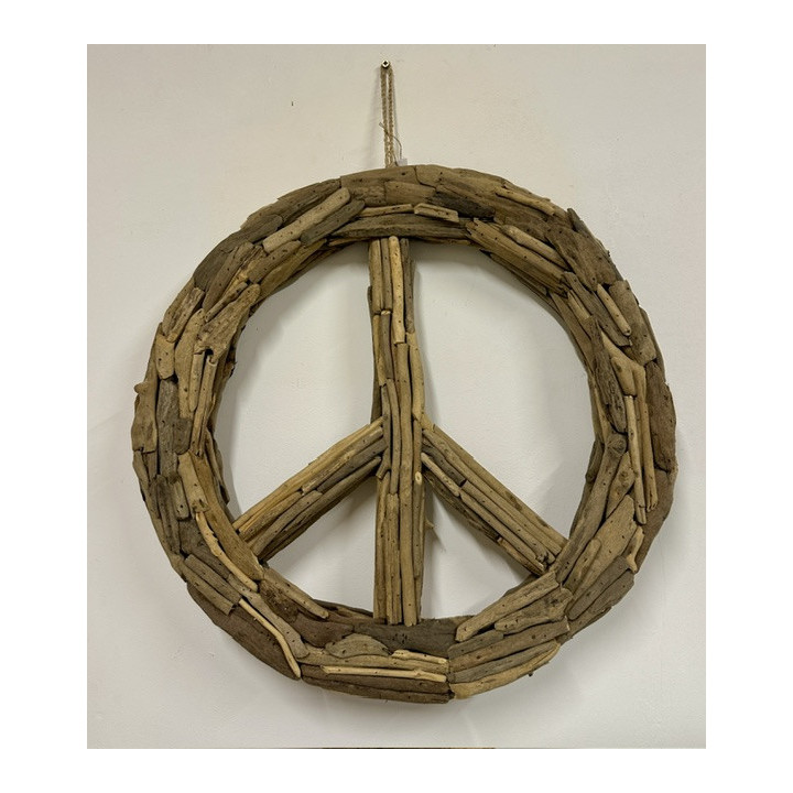 Design "PEACE" en bois flotté 51cm par 1