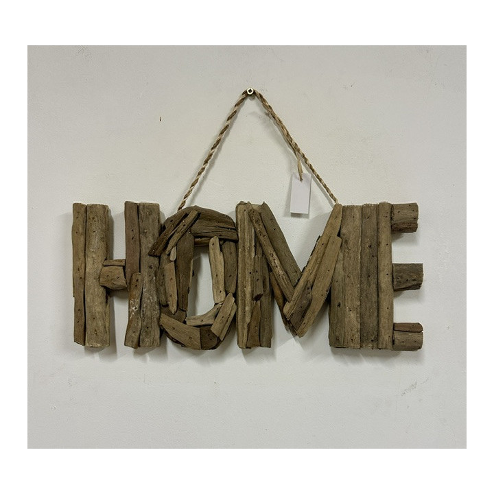 Motif "HOME" bois flotté 37cm par 3