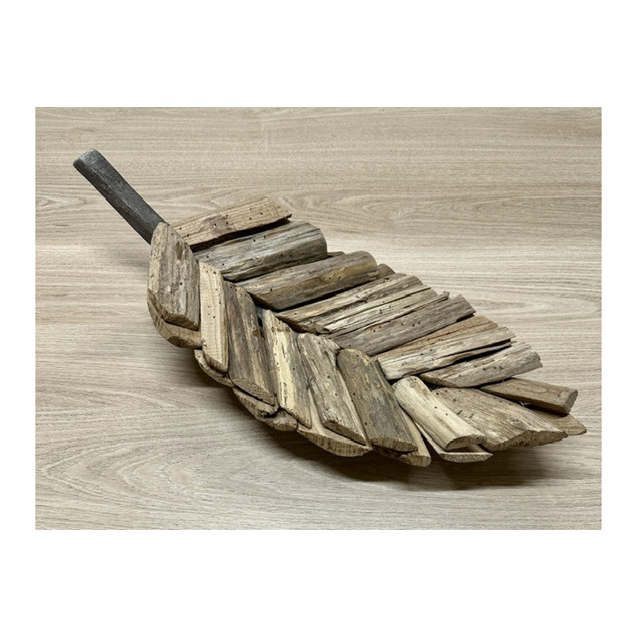 Décoration vide poche feuille bois flotté 45cm par 2