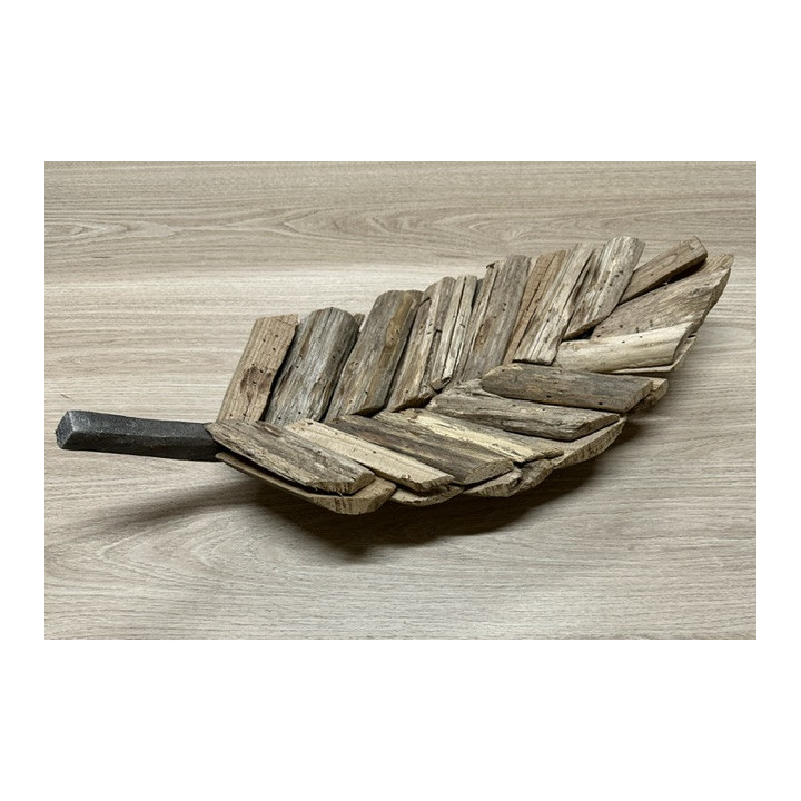 Décoration vide poche feuille bois flotté 45cm par 2