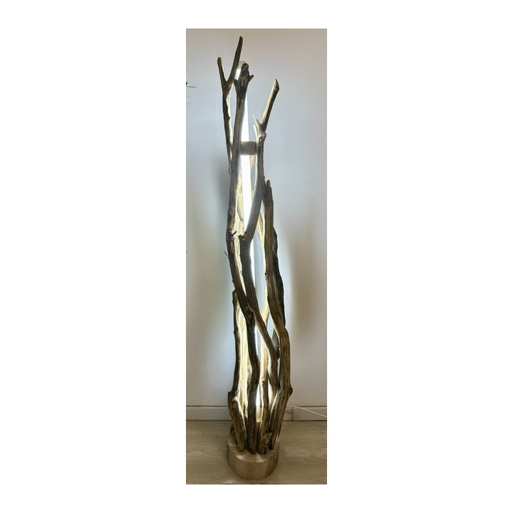 Lampe bois flotté tube LED inclus 145cm