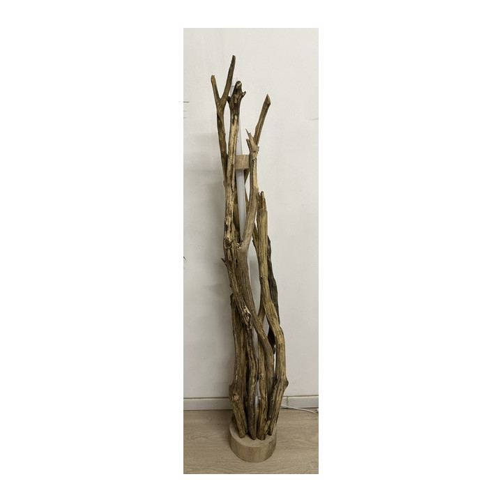 Lampe bois flotté tube LED inclus 145cm