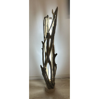 Lampe bois flotté tube LED inclus 115cm