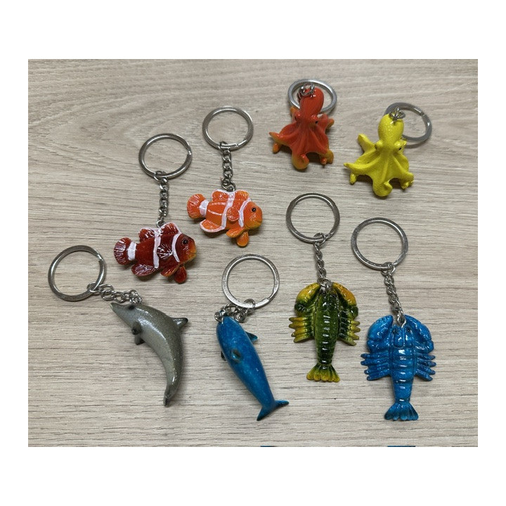 Porte-clés animaux marins résine 9/11cm par 24