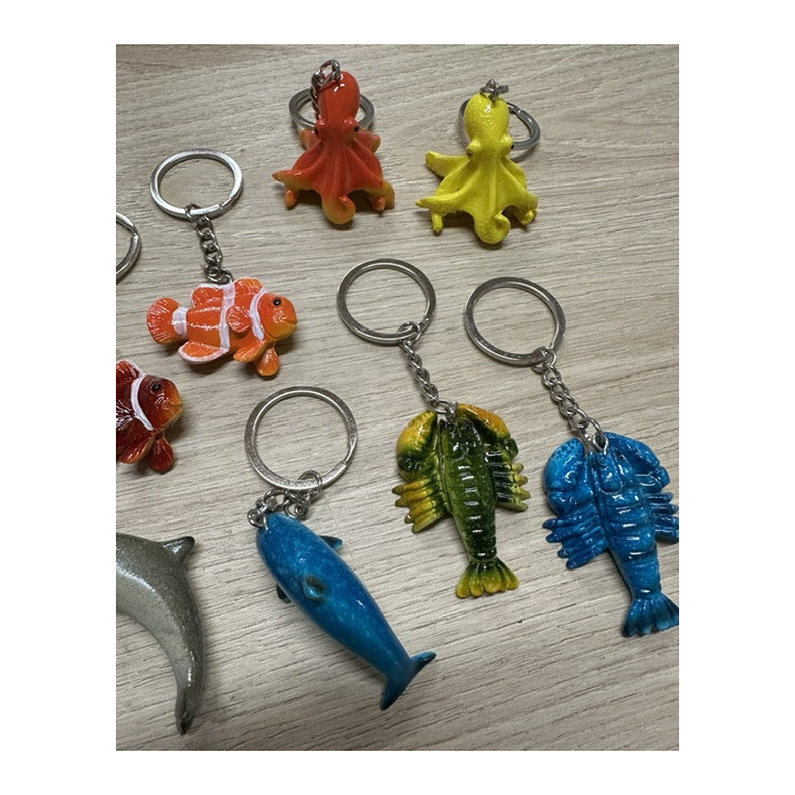 Porte-clés animaux marins résine 9/11cm par 24