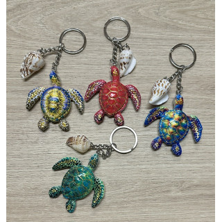 Porte-clés tortues et coquillages couleurs assorties 8cm par 24