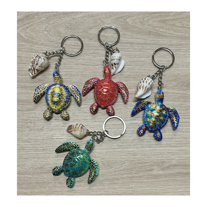 Porte-clés tortues et coquillages couleurs assorties 8cm par 24