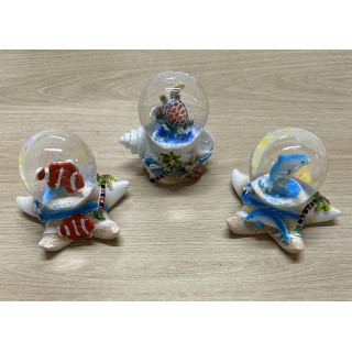 Boule à neige avec paillettes 8cm 3 modèles assortis par 12