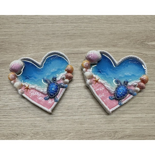 Magnet coeur thème mer 9cm par 24