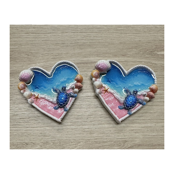 Magnet coeur thème mer 9cm par 24